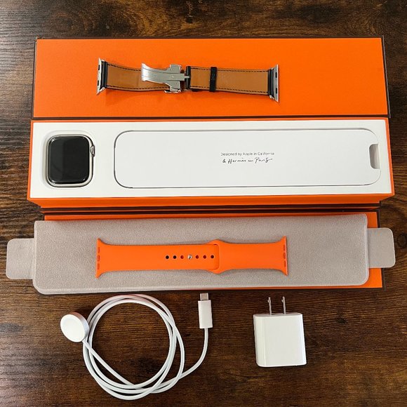 Apple Watch Hermes Series 7 GPS + Cellular 45mm Silver Stainless Steel 10/10
